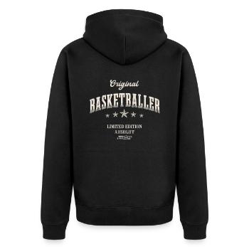 Basketballer Limited Edition Lustiges Basketball - Unisex Premium Bio Zip Hoodie - Schwarz - Hinten - Nico (187cm)