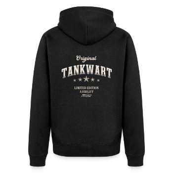 Tankwart Limited Edition Lustiges Tankwärter - Unisex Premium Bio Zip Hoodie - Schwarz - Hinten - Nico (187cm)