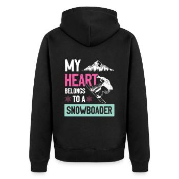 mein herz gehört ein snowboarder - Unisex Premium Bio Zip Hoodie - Schwarz - Hinten - Nico (187cm)
