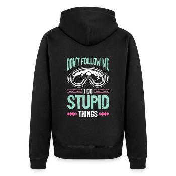 snowboarder lustiger spruch - Unisex Premium Bio Zip Hoodie - Schwarz - Hinten - Nico (187cm)
