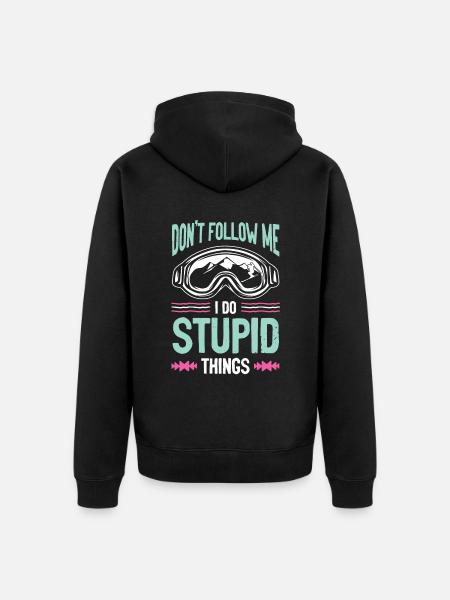 Snowboarder funny saying - Unisex Premium Organic Zip Hoodie - black