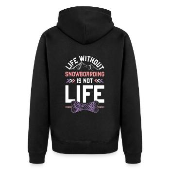 No life without snowboarding - Unisex Premium Organic Zip Hoodie - black - Back - Nico (187cm)