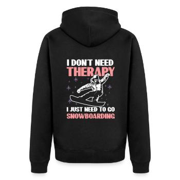 Snowboarding Therapy - Unisex Premium Organic Zip Hoodie - black - Back - Nico (187cm)
