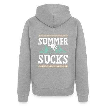 snowboarding sommer - Unisex Premium Bio Zip Hoodie - Grau meliert - Hinten - Nico (187cm)