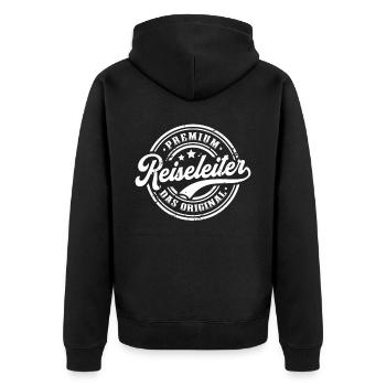 Reiseleiter Original Reiseleitung - Unisex Premium Bio Zip Hoodie - Schwarz - Hinten - Nico (187cm)