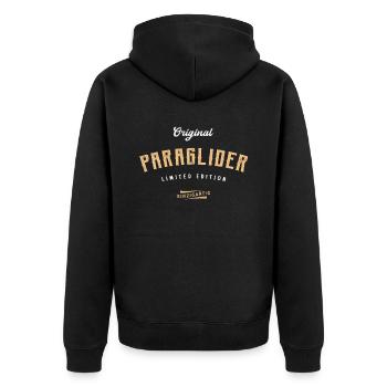 Paraglider Limited Edition Paragliden - Unisex Premium Bio Zip Hoodie - Schwarz - Hinten - Nico (187cm)