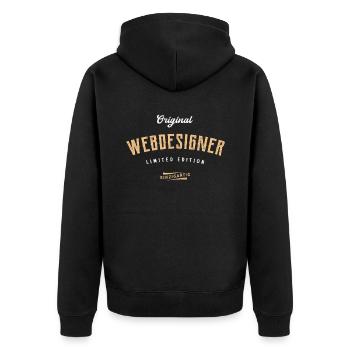 Webdesigner Limited Edition Webdesign - Unisex Premium Bio Zip Hoodie - Schwarz - Hinten - Nico (187cm)