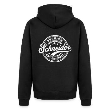 Schneider Original Schneiderin Nähen Schneider - Unisex Premium Bio Zip Hoodie - Schwarz - Hinten - Nico (187cm)
