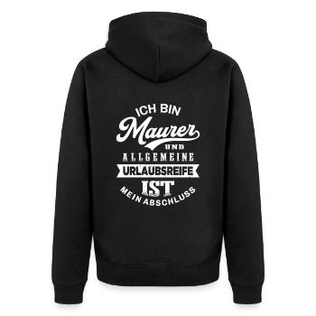 Maurer Urlaub Lustiges Maurermeister - Unisex Premium Bio Zip Hoodie - Schwarz - Hinten - Nico (187cm)