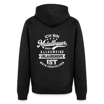 Metallbauer Urlaub Lustig Metallbau - Unisex Premium Bio Zip Hoodie - Schwarz - Hinten - Nico (187cm)