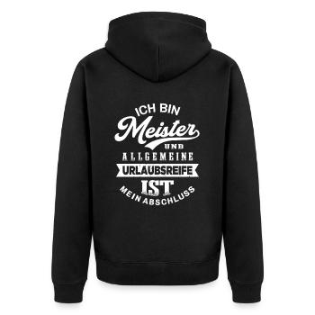 Meister Urlaub Handwerker Lustiges Meister - Unisex Premium Bio Zip Hoodie - Schwarz - Hinten - Nico (187cm)