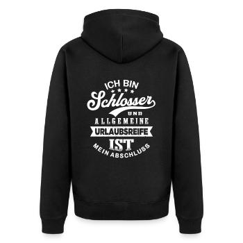 Schlosser Urlaub Lustiges Schlossermeister - Unisex Premium Bio Zip Hoodie - Schwarz - Hinten - Nico (187cm)