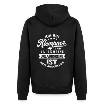 Klempner Urlaub Lustiges Anlagenmechaniker - Unisex Premium Bio Zip Hoodie - Schwarz - Hinten - Nico (187cm)
