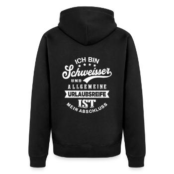 Schweißer Urlaub Lustig Schweißen - Unisex Premium Bio Zip Hoodie - Schwarz - Hinten - Nico (187cm)