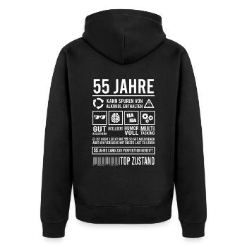 55. Geburtstag Männer Frauen Lustig 55 Jahre - Unisex Premium Bio Zip Hoodie - Schwarz - Hinten - Nico (187cm)
