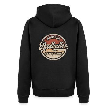 Radball Original Vintage Radballer - Unisex Premium Bio Zip Hoodie - Schwarz - Hinten - Nico (187cm)