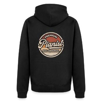 Pianist Original Pianospieler Lustiges Piano - Unisex Premium Bio Zip Hoodie - Schwarz - Hinten - Nico (187cm)