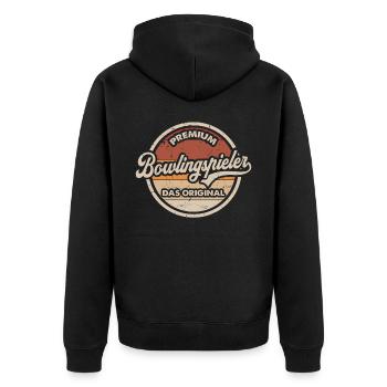 Bowling Original Bowlingclub Bowlingspieler - Unisex Premium Bio Zip Hoodie - Schwarz - Hinten - Nico (187cm)