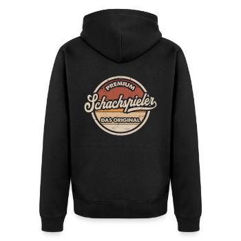 Schach Original Schachmeister Lustiges Schachspiel - Unisex Premium Bio Zip Hoodie - Schwarz - Hinten - Nico (187cm)