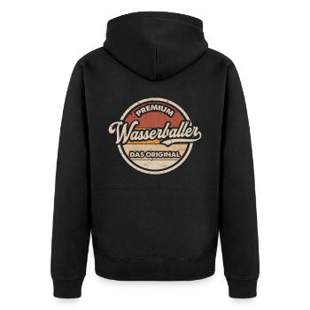 Wasserball Original Wasserballspieler - Unisex Premium Bio Zip Hoodie - Schwarz - Hinten - Nico (187cm)