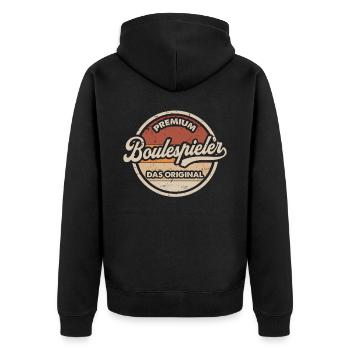 Boulespieler Original Boulesport - Unisex Premium Bio Zip Hoodie - Schwarz - Hinten - Nico (187cm)