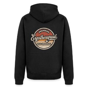 Ergotherapeut Original Ergotherapeuten - Unisex Premium Bio Zip Hoodie - Schwarz - Hinten - Nico (187cm)