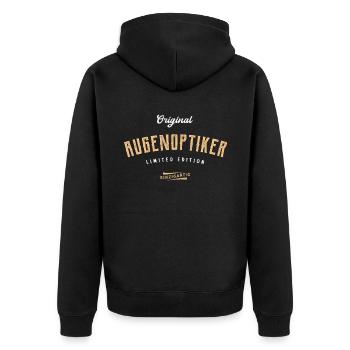 Augenoptiker Limited Edition - Unisex Premium Bio Zip Hoodie - Schwarz - Hinten - Nico (187cm)