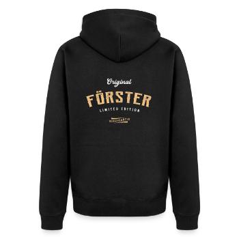 Förster Limited Edition Forstwirt - Unisex Premium Bio Zip Hoodie - Schwarz - Hinten - Nico (187cm)