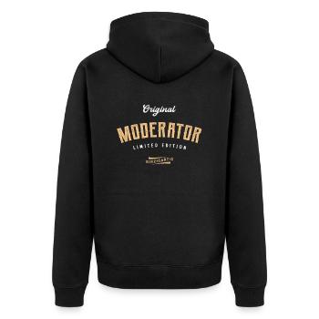 Moderator Limited Edition - Unisex Premium Bio Zip Hoodie - Schwarz - Hinten - Nico (187cm)