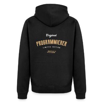Programmierer Limited Edition - Unisex Premium Bio Zip Hoodie - Schwarz - Hinten - Nico (187cm)