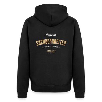 Sachbearbeiter Limited Edition - Unisex Premium Bio Zip Hoodie - Schwarz - Hinten - Nico (187cm)
