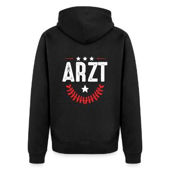 Arzt Beruf - Unisex Premium Bio Zip Hoodie - Schwarz - Hinten - Nico (187cm)