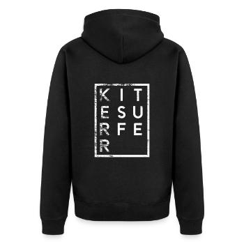 Kitesurfer Minimalismus Kitesurfing - Unisex Premium Bio Zip Hoodie - Schwarz - Hinten - Nico (187cm)