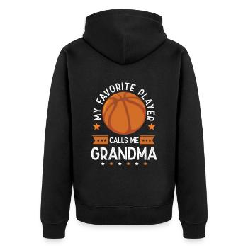 basketball großmutter - Unisex Premium Bio Zip Hoodie - Schwarz - Hinten - Nico (187cm)