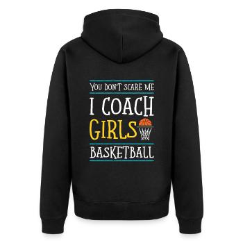 basketball trainer mädchen - Unisex Premium Bio Zip Hoodie - Schwarz - Hinten - Nico (187cm)