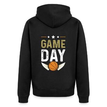 Basketball Game Day - Unisex Premium Organic Zip Hoodie - black - Back - Nico (187cm)