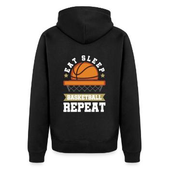Eat Sleep Basketball Repeat - Unisex Premium Organic Zip Hoodie - black - Back - Nico (187cm)
