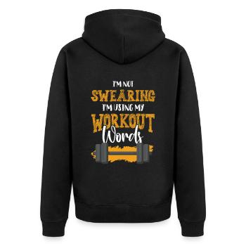 fitness sport spruch - Unisex Premium Bio Zip Hoodie - Schwarz - Hinten - Nico (187cm)