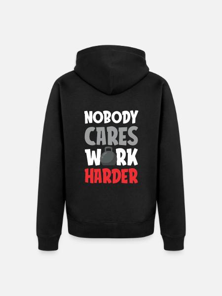 fitness harte arbeit - Unisex Premium Bio Zip Hoodie - Schwarz