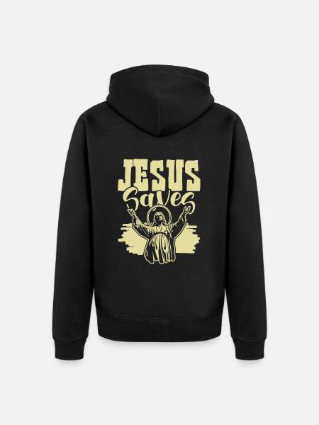 Jesus Saves - Unisex Premium Organic Zip Hoodie - black