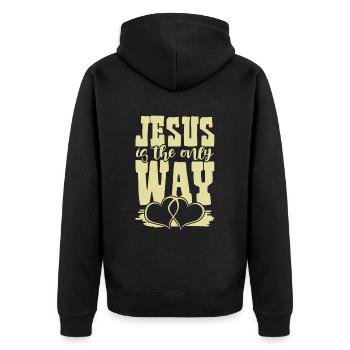 Jesus is the Way - Unisex Premium Organic Zip Hoodie - black - Back - Nico (187cm)