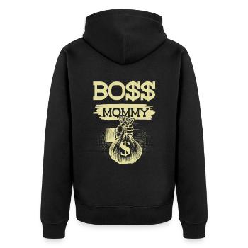 Boss Mommy - Unisex Premium Bio Zip Hoodie - Schwarz - Hinten - Nico (187cm)