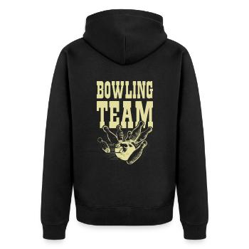 Bowling Team - Unisex Premium Organic Zip Hoodie - black - Back - Nico (187cm)