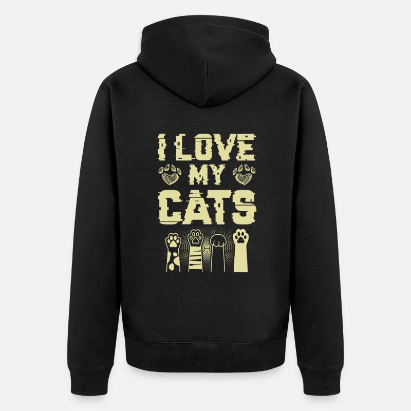 J’aime mes chats - Veste à capuche bio Premium Unisexe - noir