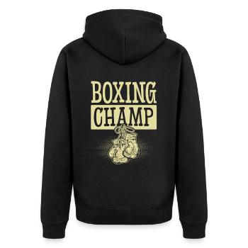 Boxing Champ - Unisex Premium Bio Zip Hoodie - Schwarz - Hinten - Nico (187cm)