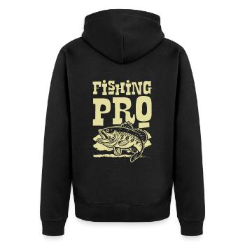 Fishing Pro - Unisex Premium Bio Zip Hoodie - Schwarz - Hinten - Nico (187cm)
