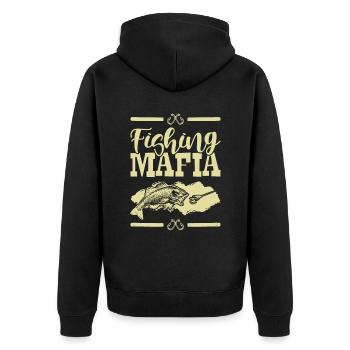 Fishing Mafia - Unisex Premium Bio Zip Hoodie - Schwarz - Hinten - Nico (187cm)