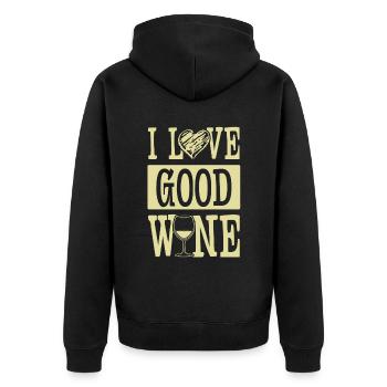 i love wine - Unisex Premium Organic Zip Hoodie - black - Back - Nico (187cm)