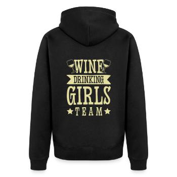 wine drinking girls - Unisex Premium Bio Zip Hoodie - Schwarz - Hinten - Nico (187cm)