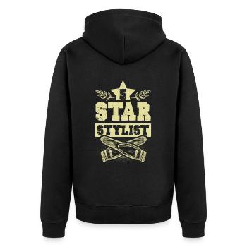 5 star stylist - Unisex Premium Bio Zip Hoodie - Schwarz - Hinten - Nico (187cm)